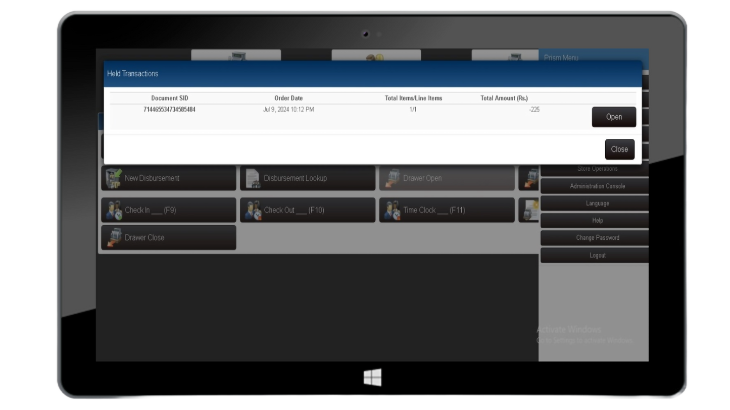 Held Transaction Quick Lookup