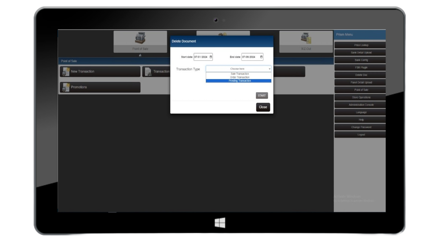 Retail Pro Prism Document Purging Tool
